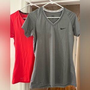 Nike Women's Short Sleeve Active Tees in Gray and Red